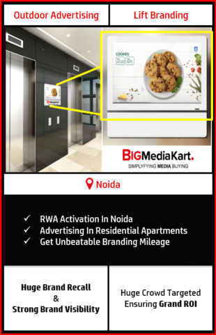 rwa activations in Noida, advertising in residential societies in Noida, digital screen lift branding in Noida, lift branding in societies in Noida, outdoor advertising in Noida