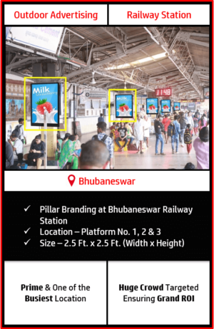 outdoor advertising in bhubaneswar railway station, bhubaneswar railway advertising, railway station branding in bhubaneswar, outdoor advertising agency in bhubaneswar