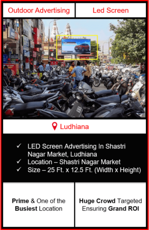 Digital LED Screen Advertising In Shastri Nagar Market, Ludhiana, outdoor advertising in ludhiana, outdoor advertising agency in ludhiana