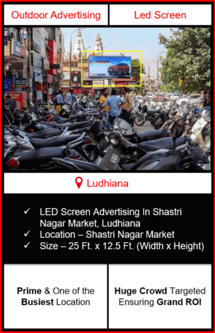 Digital LED Screen Advertising In Shastri Nagar Market, Ludhiana, outdoor advertising in ludhiana, outdoor advertising agency in ludhiana