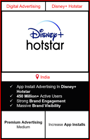 app install advertising on hotstar, App Install Advertising Campaign on Disney + Hotstar App, advertising on hotstar