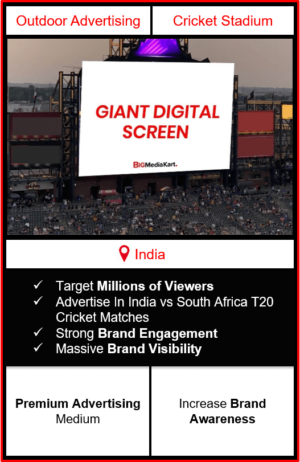 advertising in live cricket match in india, india vs south africa t20 match advertisement, onground cricket stadium advertising, live cricket match advertising in stadium, cricket match advertising agency in india