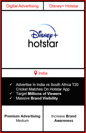 hotstar advertising in live cricket match in india, india vs south africa t20 match advertisement, onground cricket stadium advertising, live cricket match advertising in stadium, cricket match advertising agency in india