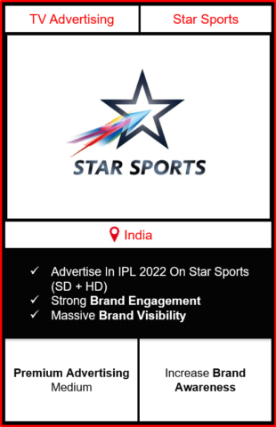 advertising on star sports, IPL 2022 star sports advertising, advertising in IPL on star sports, star sports tv channel advertising agency
