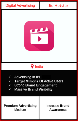 PL advertising on Jio Hotstar – Brand promotion during cricket matches for maximum audience reach in India