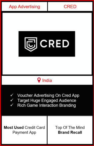 advertising on cred, advertising in cred app, voucher advertising on cred, app advertising in india